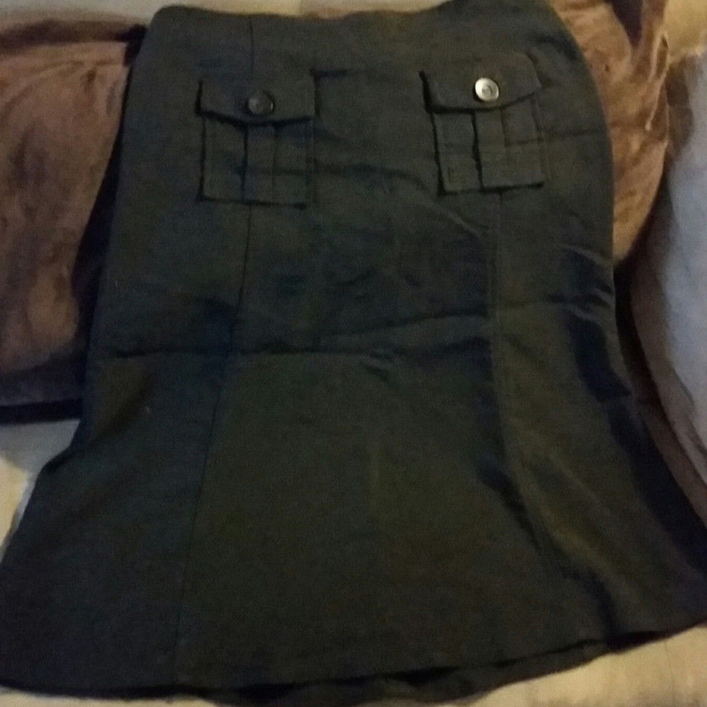 Vintage Von Mozart a line black front pocket skirt
